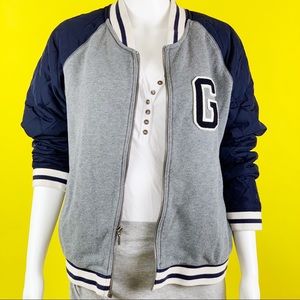 Gap blue gravy letterman bomber jacket